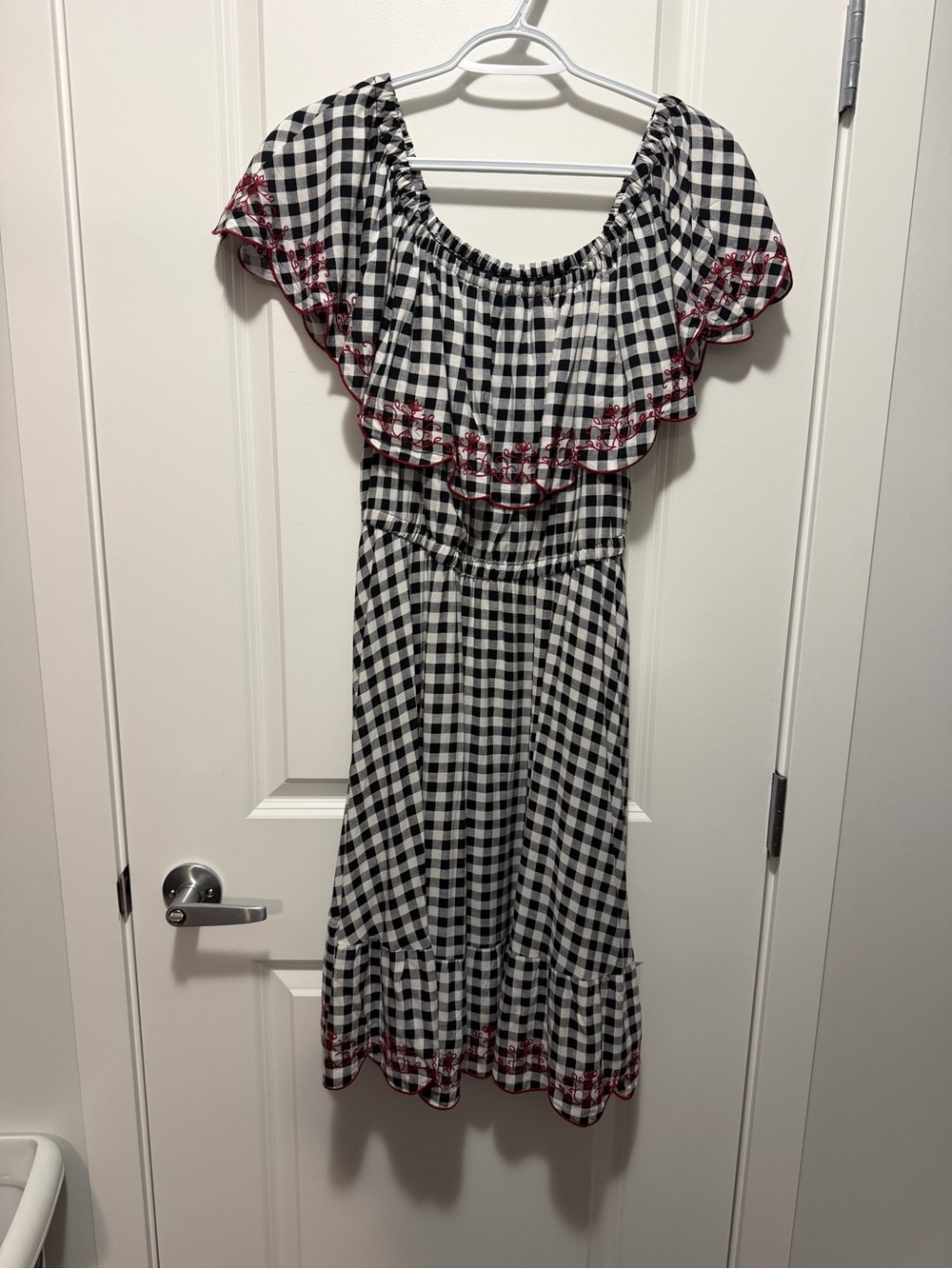 torrid Black and White Gingham Midi Dress with Red Trim